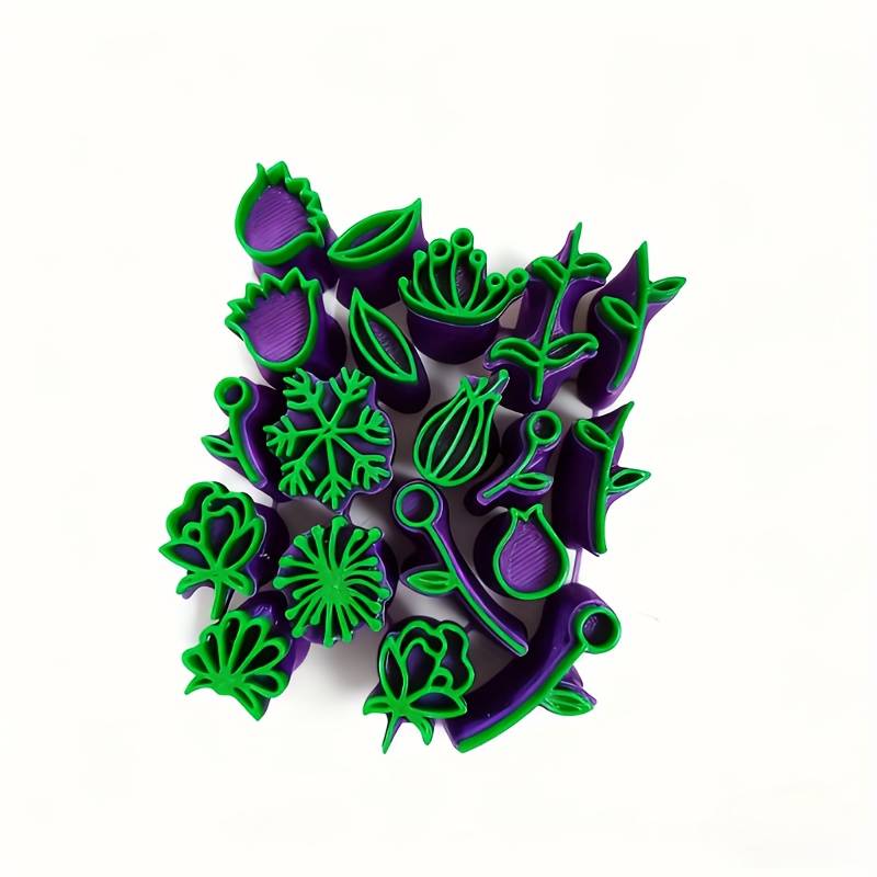 E-shop 19-teiliges/1-Set Luxus-Töpferwerkzeuge, Blumen- Blattstempel aus Ton, Tonstempel, geeignet für einzigartiges Bodenpressen, langlebiges
