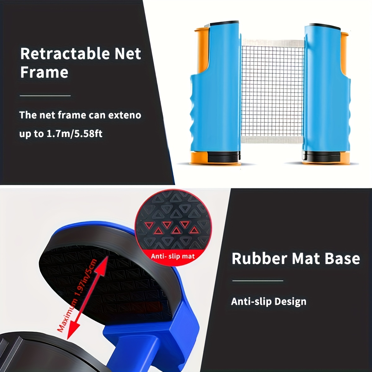 Table Tennis Net Set with Paddles and Training Balls, Portable Setup