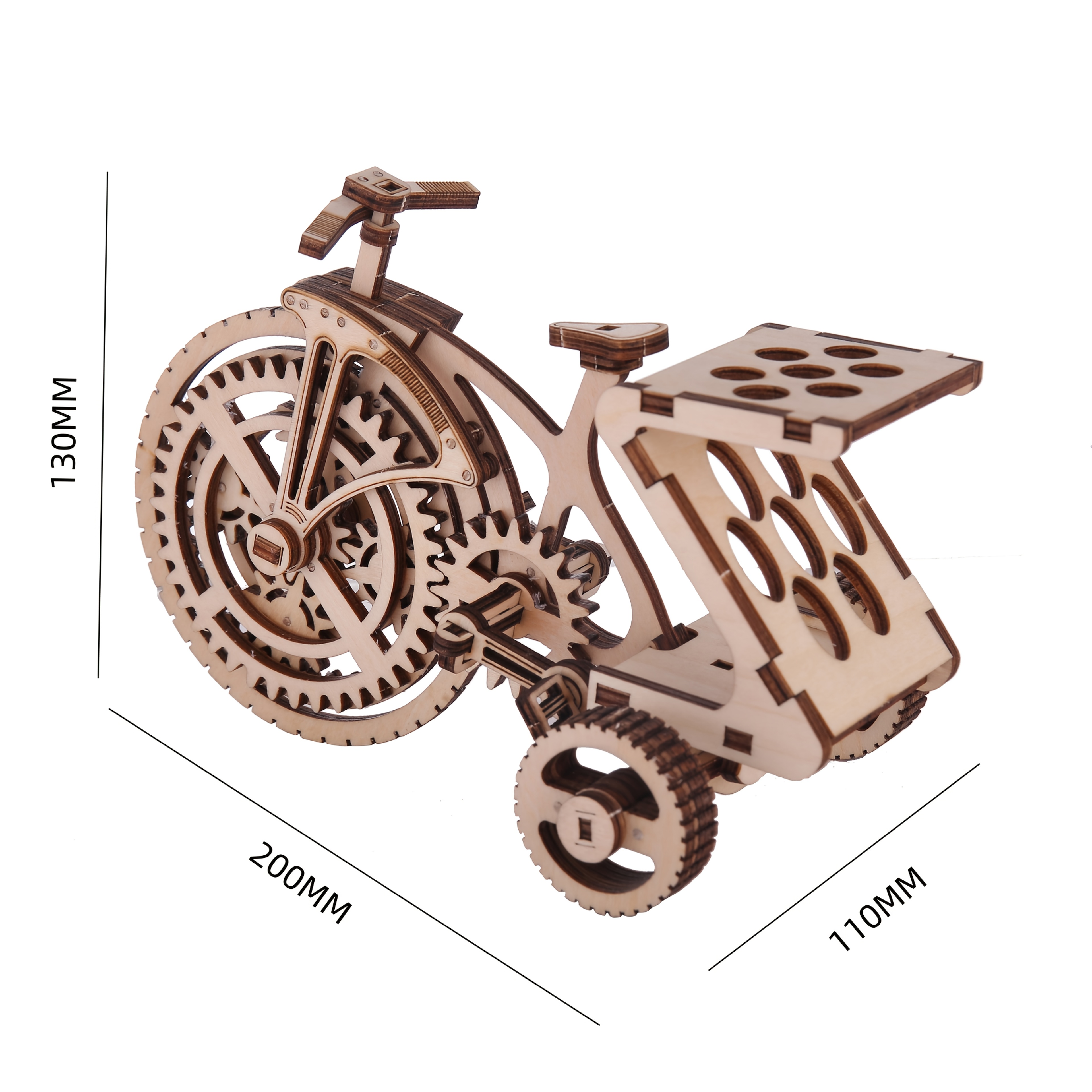 3D Wooden Puzzle Steampunk Mechanical Tricycle Model