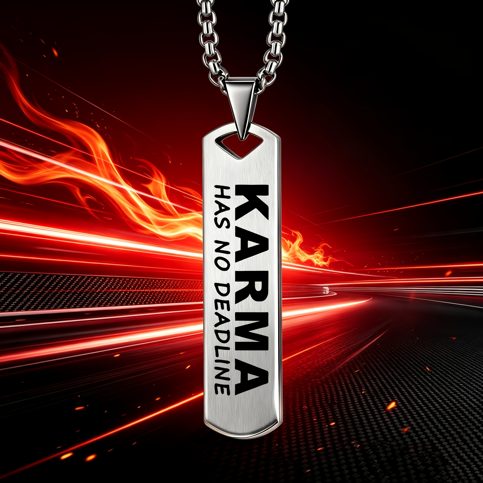 KARMA HAS NO DEADLINE Font Pendant Necklace