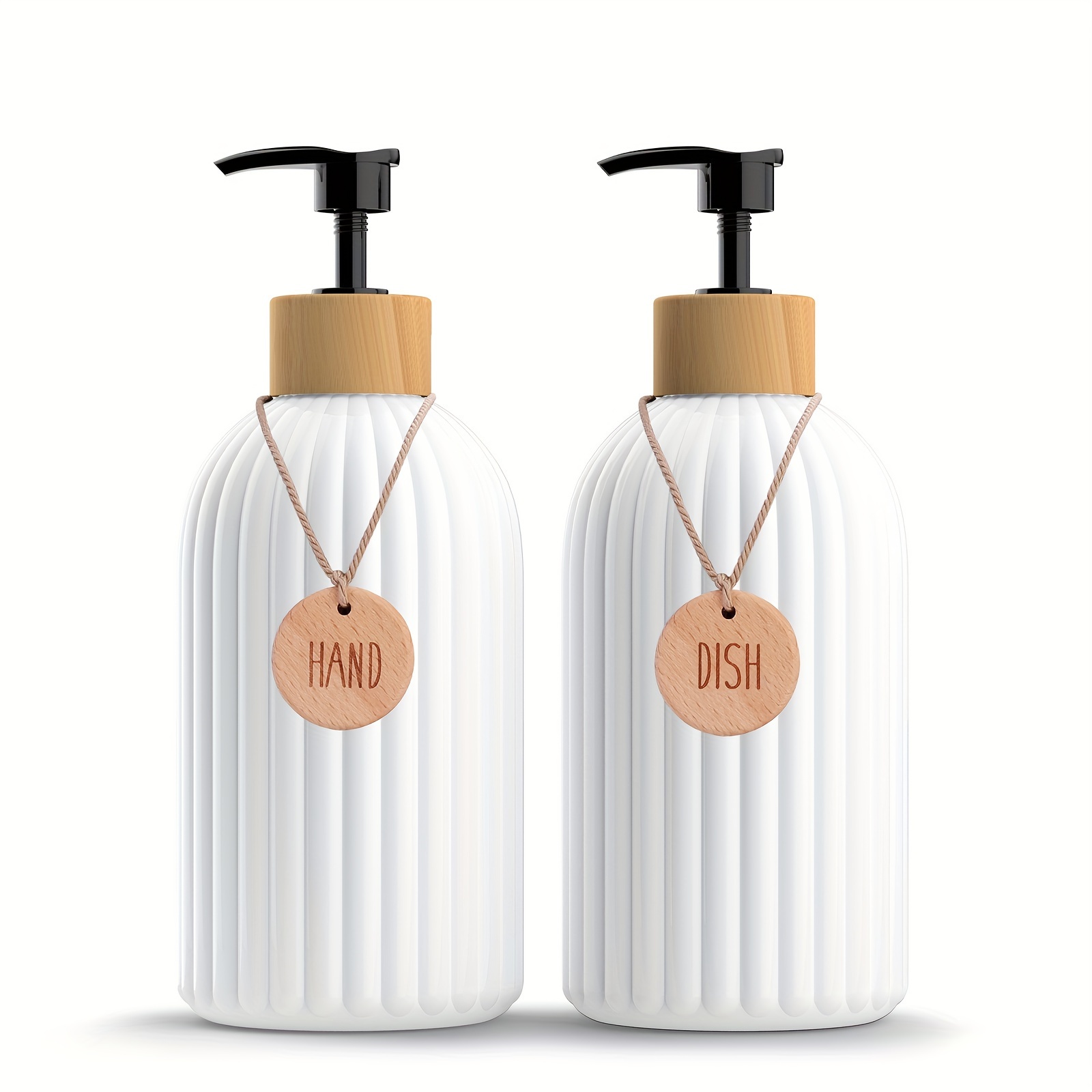 TEMU Set Of 1 Stylish White Plastic Dish Soap Dispenser With Tags, Perfect For Countertop Storage Of Hand Soap And Dish Soap. Ideal For Home Decor And Furniture