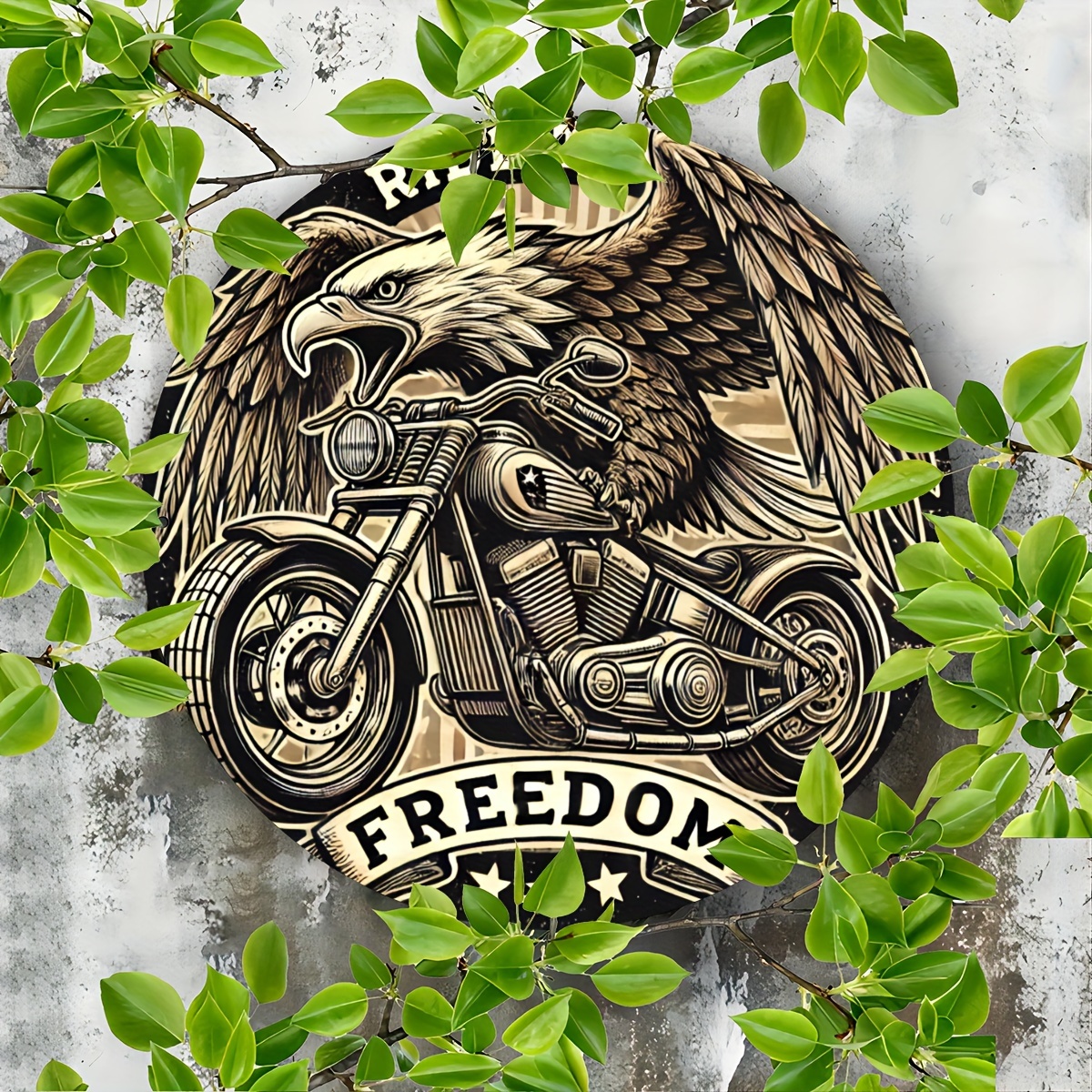 

Vintage "ride To " Round Aluminum Sign - Engraved Eagle & Motorcycle Design, Metal Wall Art For Home, Bar, Cafe, Patio, Garage Decor - Hanging Plaque, Biker Decoration (1-pack, 20cm/7.87inch)