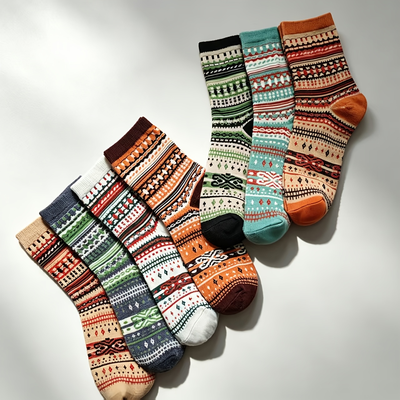 Image of [autumn Winter Style] 7 Pairs Of Trendy Mid-calf Socks Women's Socks Scrunch Socks