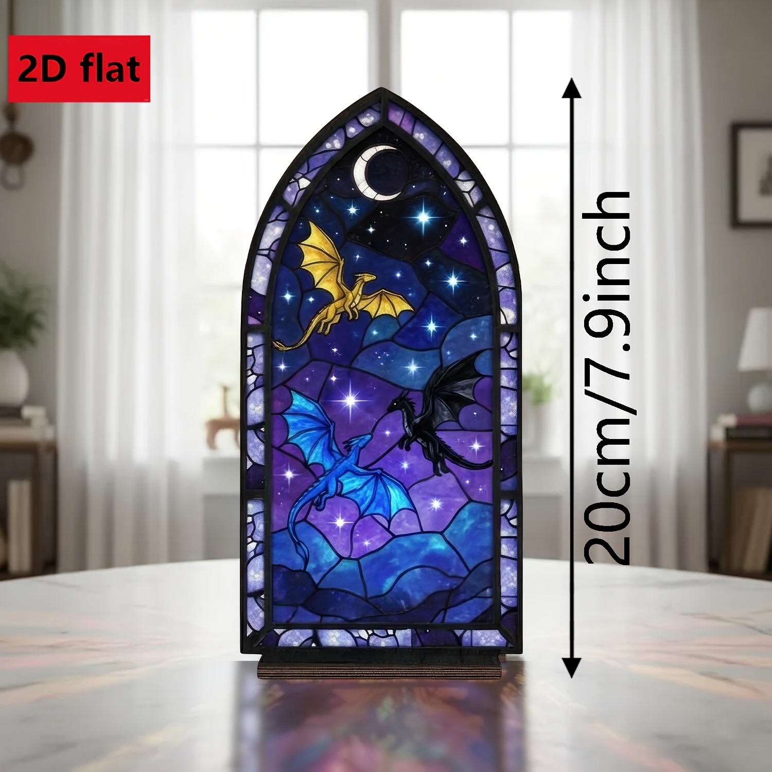 E-shop 2D-Flach, 2D-Ebene 3D Vierter Geflügelter Drache Bücherregal-Kerzenhalter | Verträumte Teelicht-Dekoration, Einzigartiges