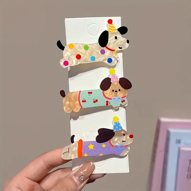 2pcs 3pcs 5pcs cartoon animal hair clip set cat and puppy hairpins cute   clips for women party stylish   bangs barrette fashionable hairstyle accessories birthday gift Product details 3