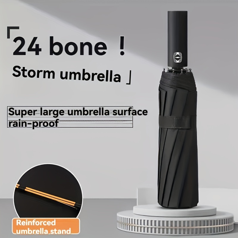 

Large Business Automatic Folding Umbrella With Uv Protection, Solid Color Lightweight Reinforced Durable Rain Gear For Daily Commuting & Going Out In Rain Or Shine, Ideal Gifts For Client