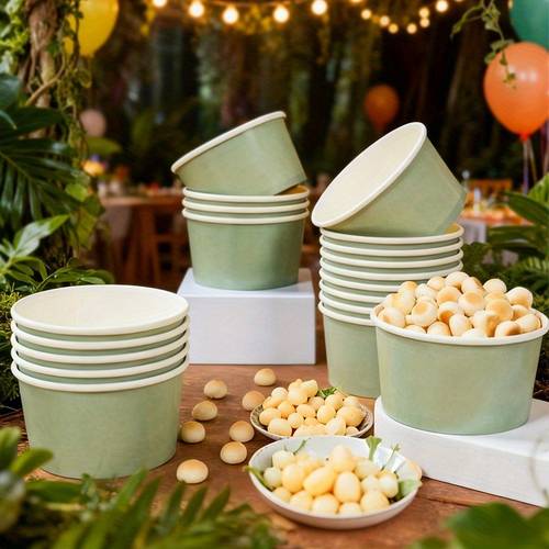 10 stück, party-packs, gräulich-grüne papierschale, einweg-eiscremeschale, tischzubehör für geburtstagsfeiern, deko für babypartys, gastgeschenke für hochzeitsfeiern, geburtstagsfeier-dekoration, geschenke für event-partys