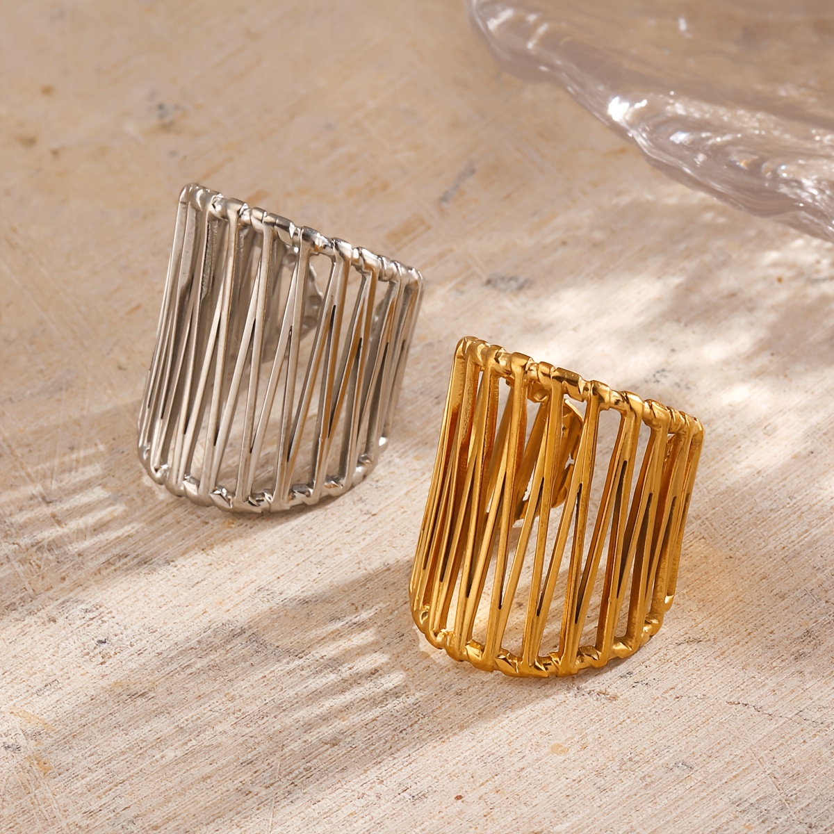 Fashionable Open-End Stainless Steel Ring with Crossover Design