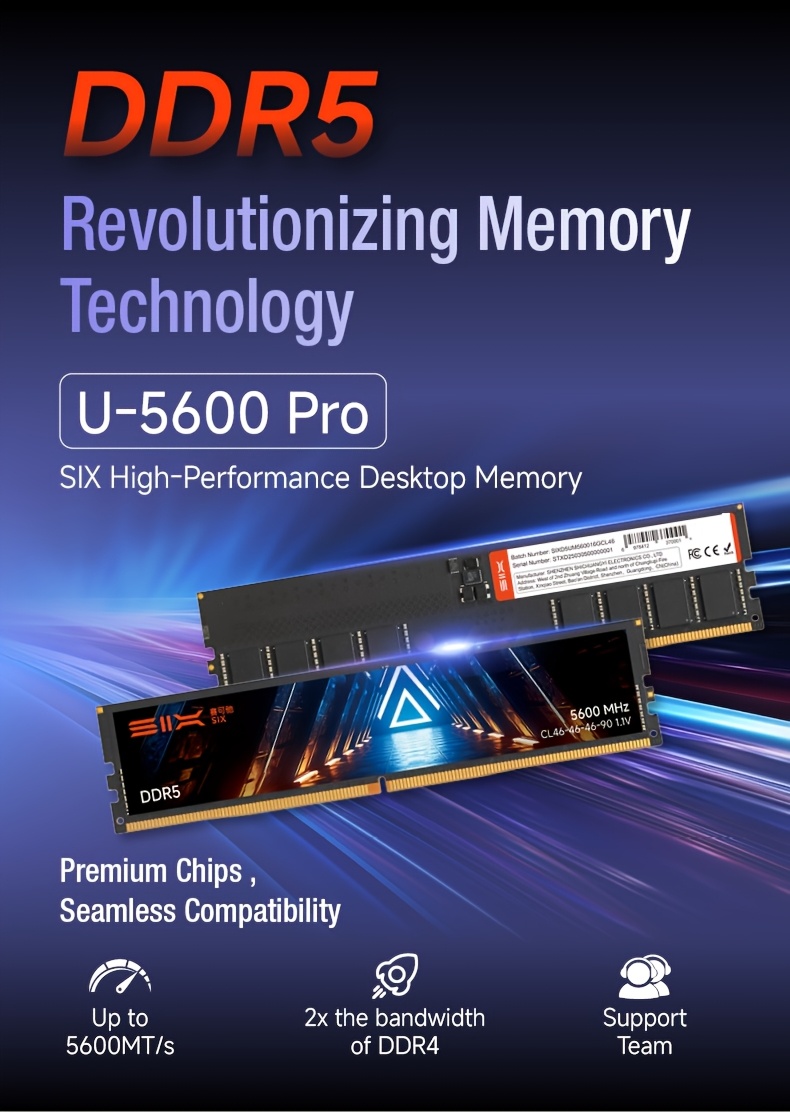 シックス u 5600 pro ddr5 udimm 5600mhz デスクトップメモリ 16gb