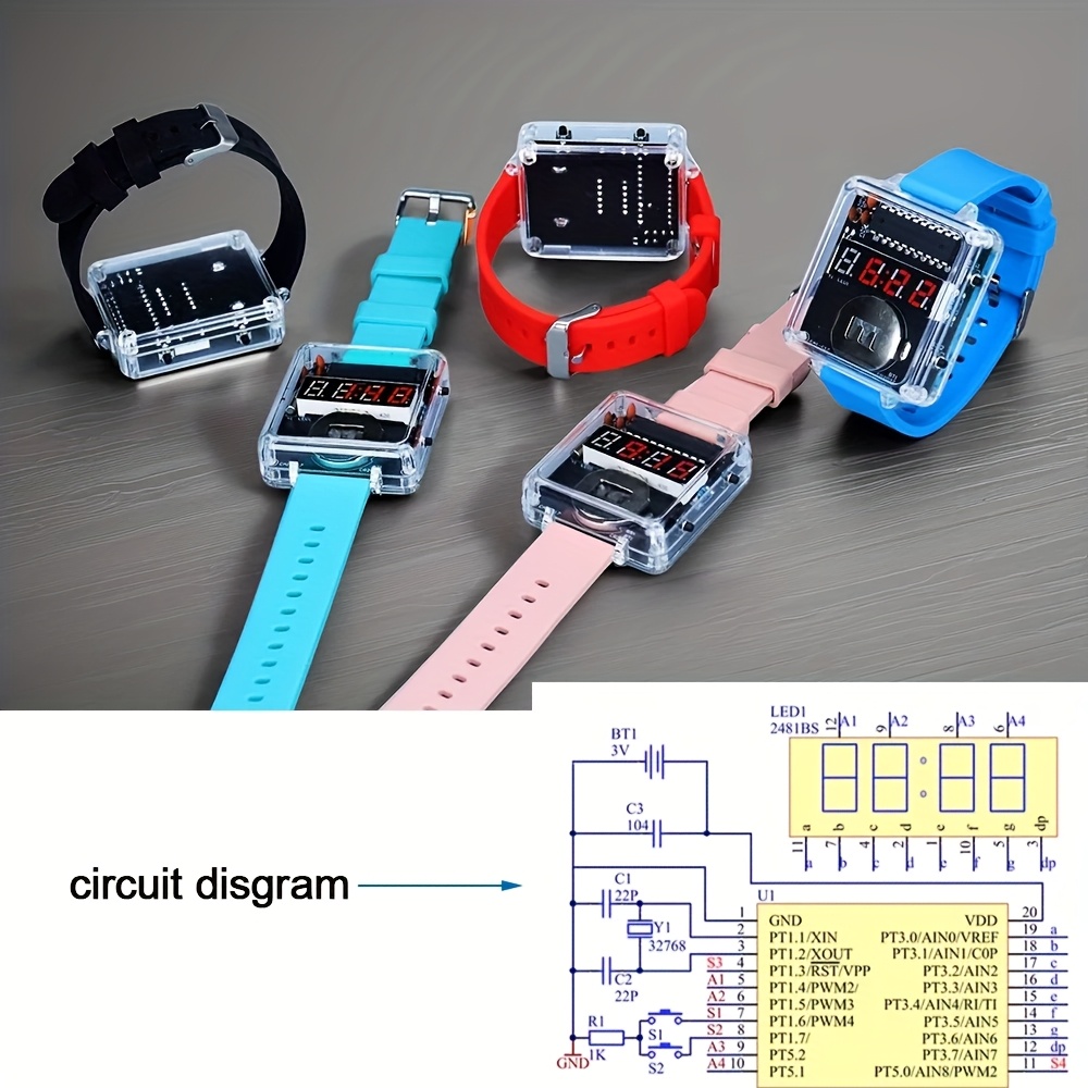 diy electronic watch kit led digital tube   soldering project transparent case 3v diy kit electronic Product details 6