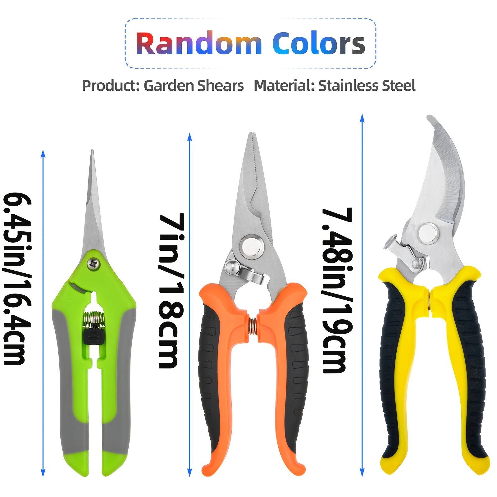 3pcs Modern Stainless Steel Pruning Shears Set, Ergonomic Non-Slip Handles, Garden Clippers For Efficient Trimming And Labor-Saving Gardening Tools_voghion.com