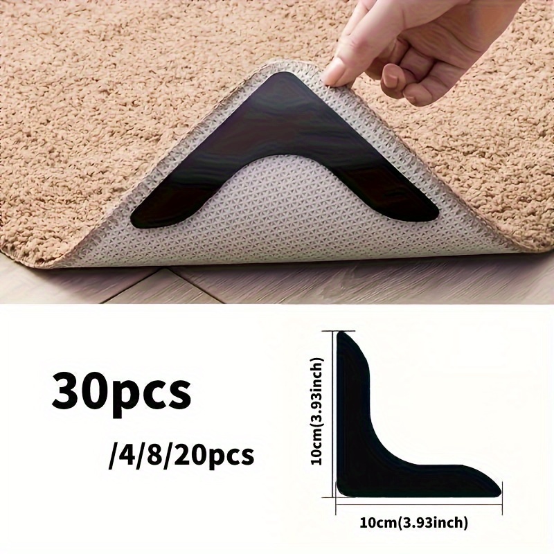 4/8/20/30pcs L-Type Anti Slip Carpet Stickers And Adhesives, Suitable for Living Room, Dining Room, Bathroom Tile And Wooden Floor Areas, Prevent Movement And Sliding, Ensure The Mat Is Flat And Fixed, Innovative Project, Shelf Liners