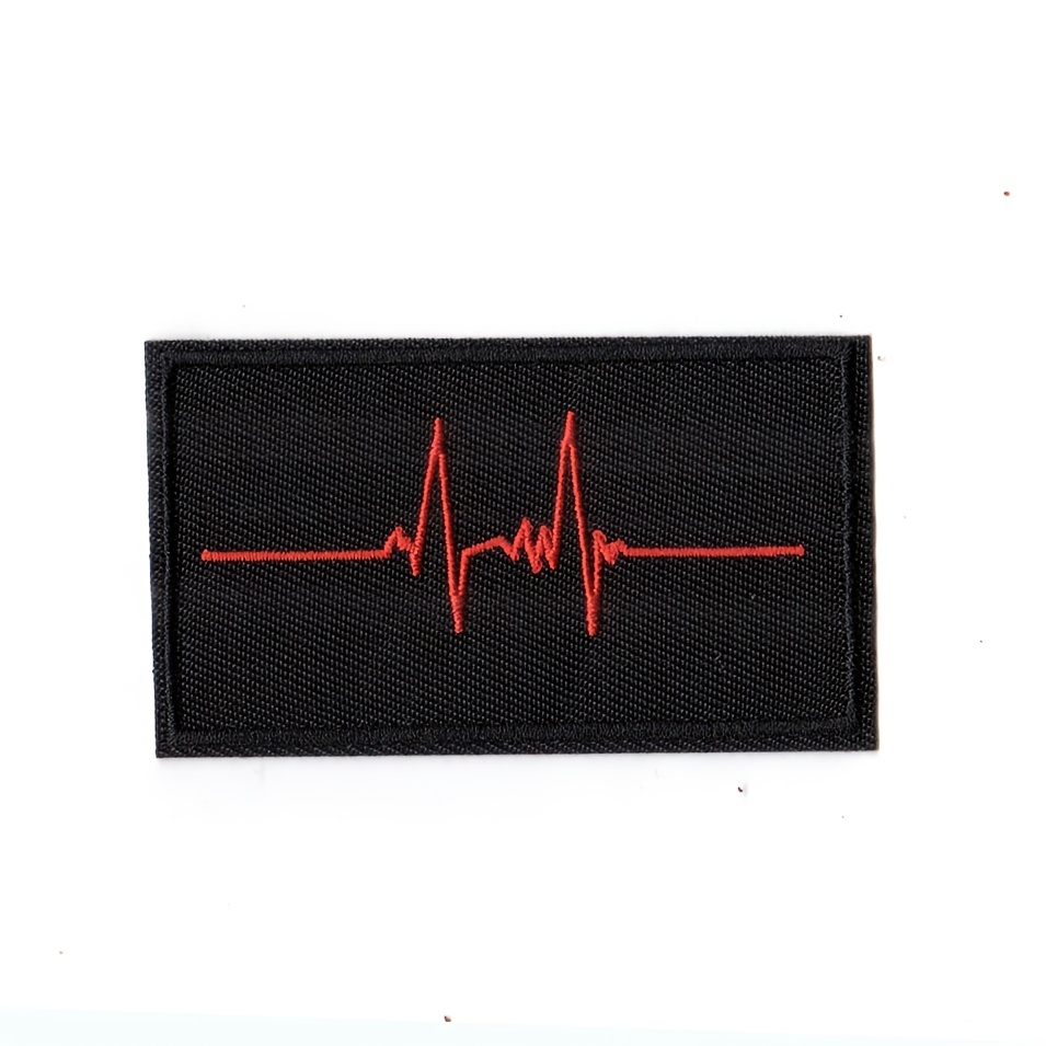 TEMU 1 toppa ricamata retr簷 con "Linea ECG a cuore", applicazione da cucire con ferro da stiro per riparazione e decorazione di abbigliamento, per