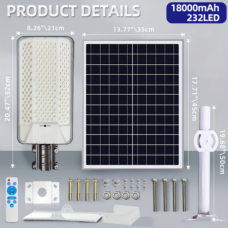 TEMU Curved Surface Solar Street Lamp, 6500k Remote Control Outdoor Solar Street Lamp, Led Three-dimensional Curved Screen Solar Lamp, Suitable For