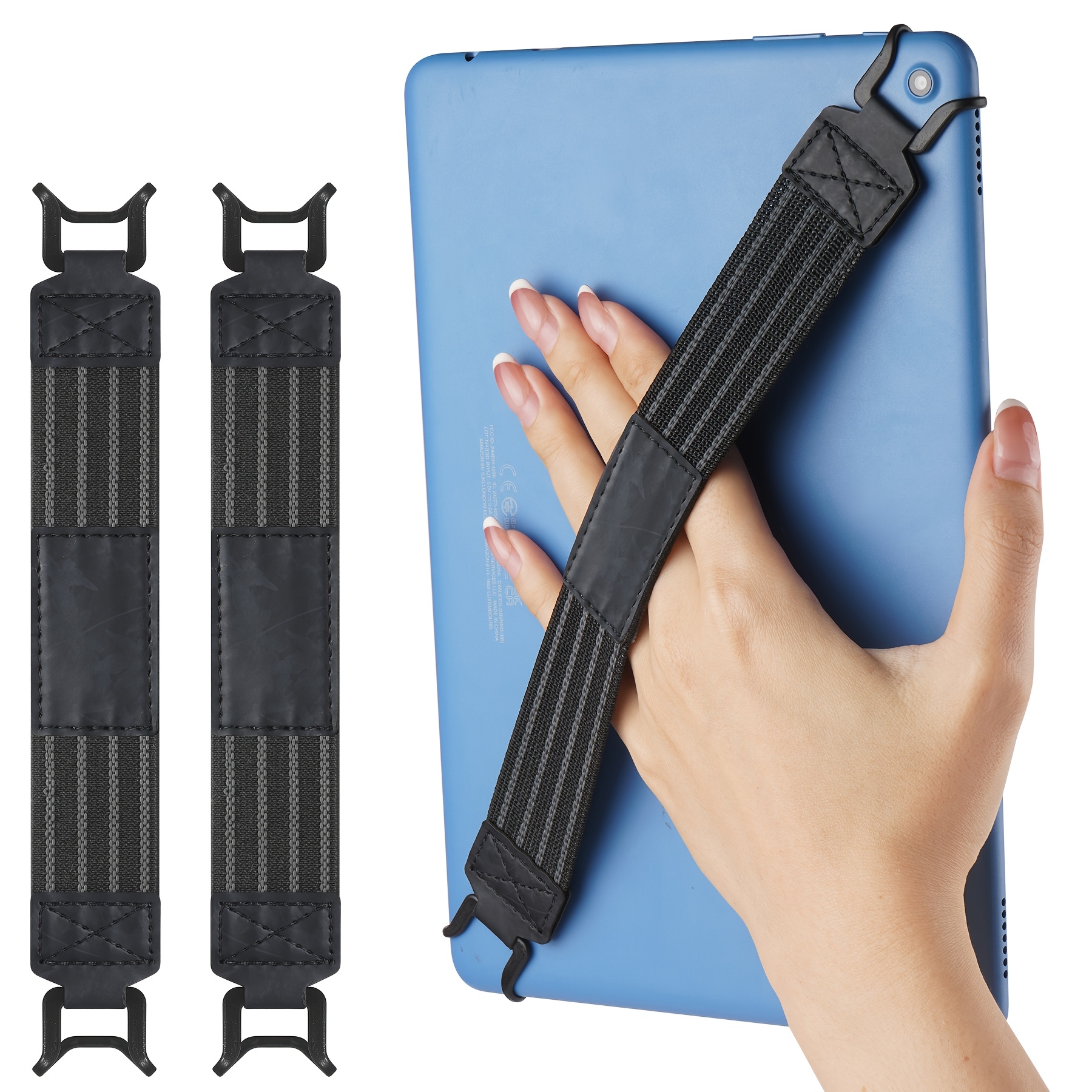 E-shop 2er-Pack Tablet-Handschlaufe, passend für 9-11 Zoll Tablets, leichter Fingergriff, strapazierfähiges Kunstledermaterial, sicher und tragbar