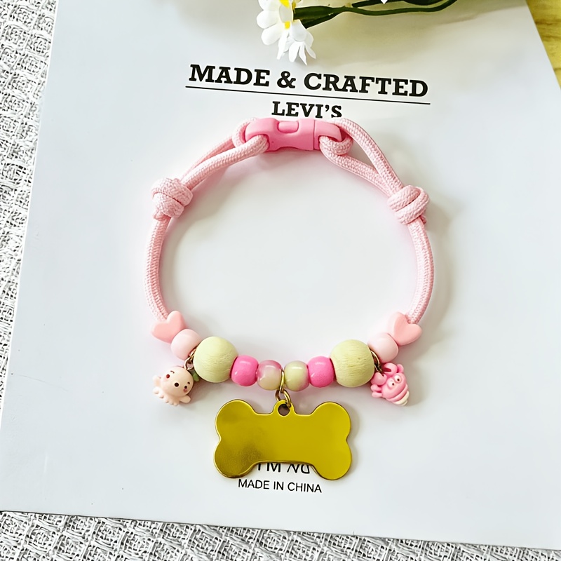 Custom Dopamine Pet Collar with Handmade Braided Stainless Steel Tag
