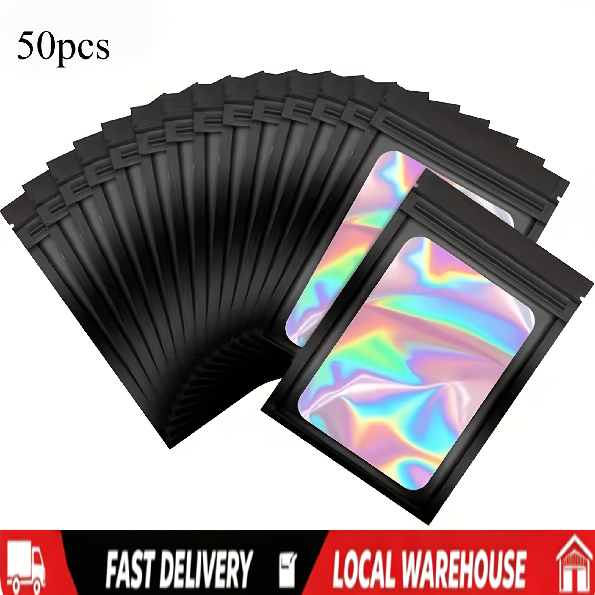 TEMU 50pcs Self Sealing Bags, Mini Thick Zipper Storage Bags With Window, For Jewelry, Nail Tools, Hair Ties, Small Gift Packaging