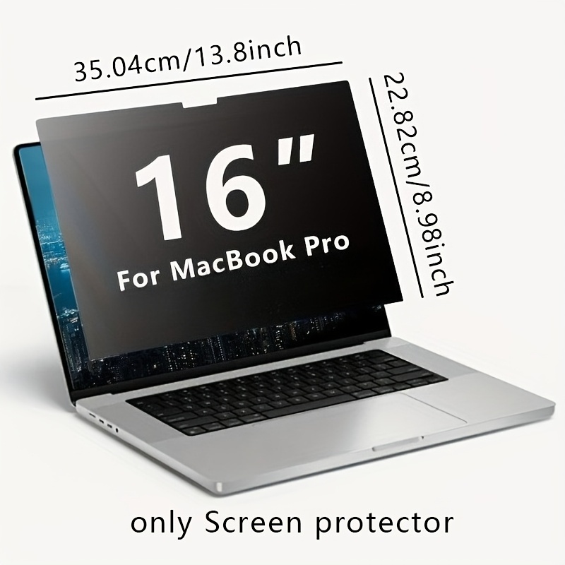 TEMU For 16 Inch (2019-2024, M1/m2/m3/m4) Privacy Screen Filter Shield - Removable Screen Protector With Blue Light, 5h Hardness, Compatible With