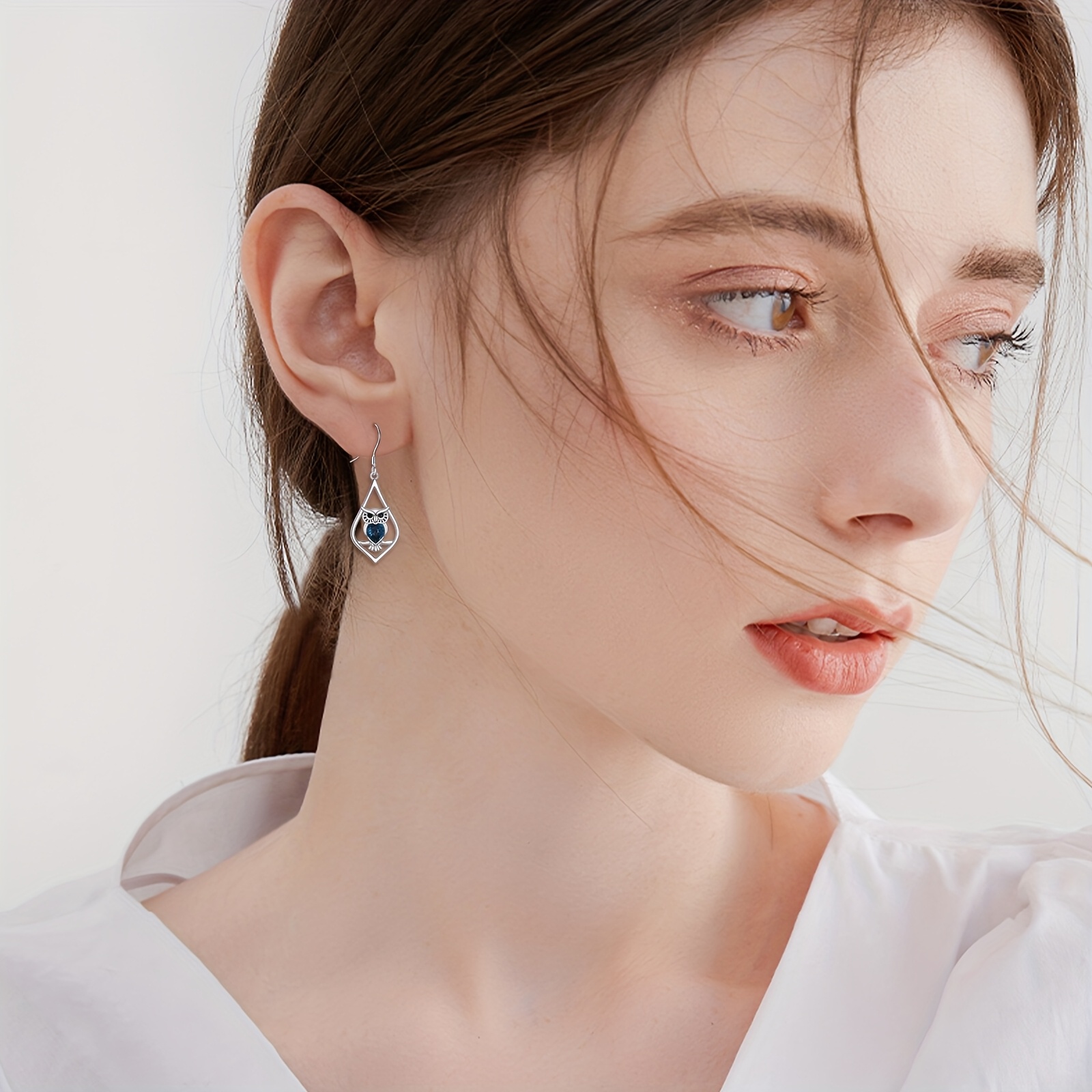 elegant 925 sterling   dangle earrings for women cute animal jewelry with blue gemstone accents perfect gift for mothers day or graduation everyday jewelry elegant dangle earrings synthetic stone earrings Product details 3