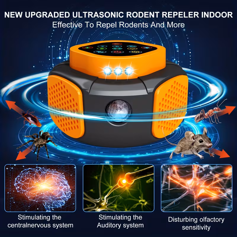 pest plug in indoor pest rodent control for roach mosquito mouse bugs rodent mice spider ant electronic 5 mode switching Product details 1