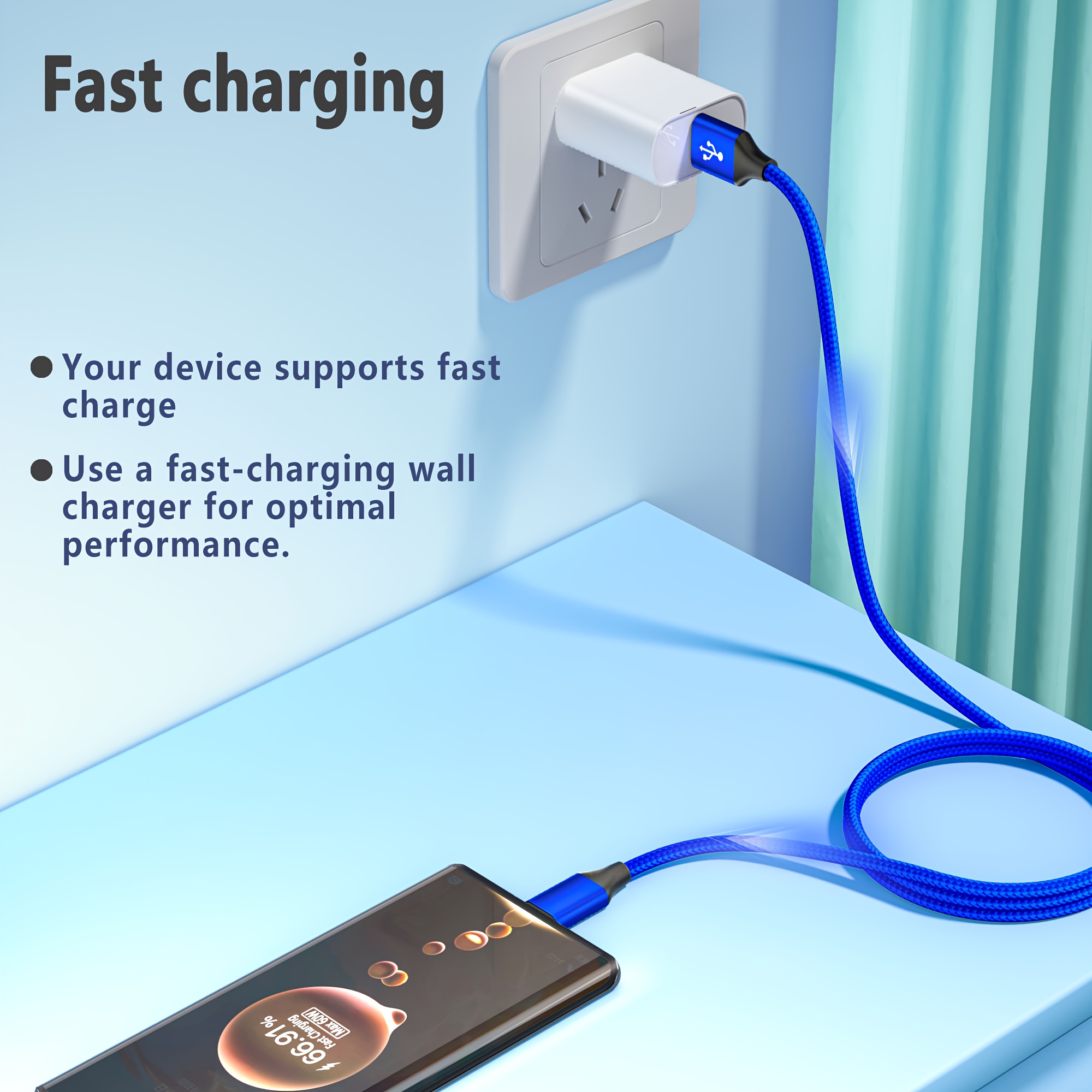 Cablu de date cu încărcare rapidă USB-C, miez de cupru pur de înaltă calitate 60W, 100,58cm/201,17cm, suportă transmisia de date 2.0 (transmisie de până la 480Mbps), compatibil cu Xiaomi, Huawei, Samsung, One Plus Vivo, Oppo, Infinixnote și alte dispozitive cu conexiune C