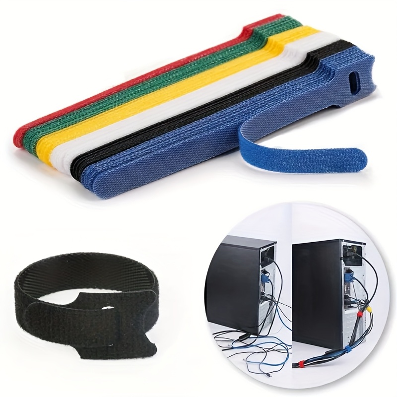 E-shop 60 Stück Wiederverwendbare Nylon Klettband - Robustes, weiches, selbstklebendes Band-Organizer für den täglichen Bürogebrauch, , Kunststoff, 1,5