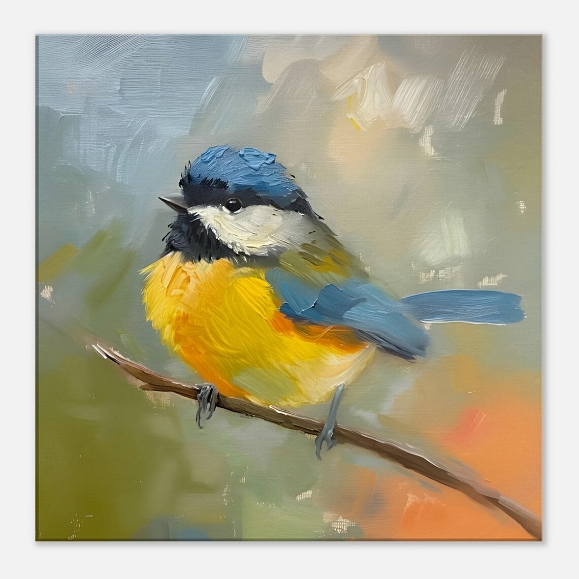 

12x12 Inch Unframed Colorful Bird On Branch Art Canvas Print - Perfect For Home Decor: Living Room, Bedroom, Office, Bar, Coffee Shop, Or Cafe