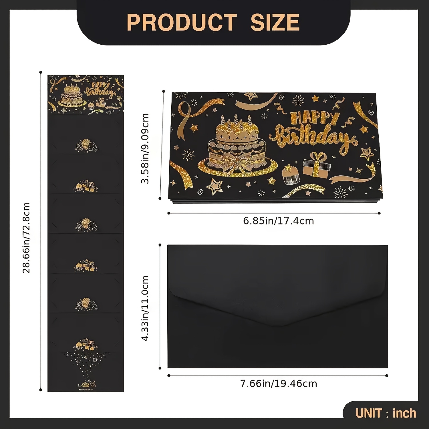 Image of 1pc Surprise Birthday Gift Box Cash Envelope With 6 Slots - Elegant Black And , Festive Money Holder Wallet, Suitable For Any Birthday Celebration