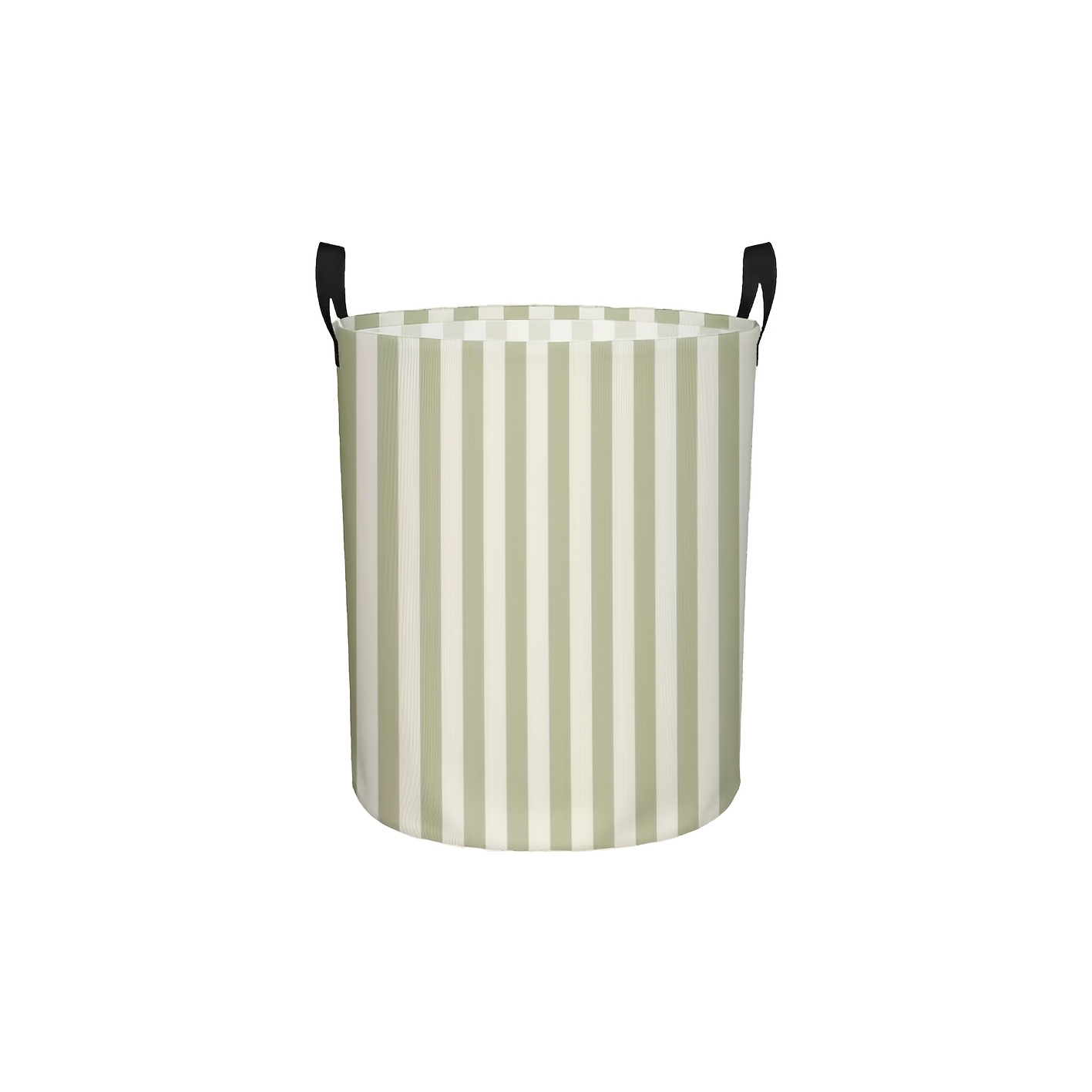 TEMU Panier à linge 1 pièce à rayures verticales imprimées avec poignées. Fabriqué en fibre de polyester, rond, pliable et portable. Convient pour