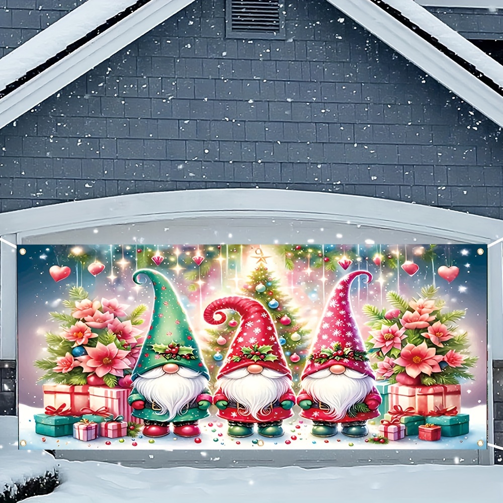 

1pc Christmas Scene Polyester Garland Banner - Multipurpose Outdoor/indoor Holiday Decoration For Garden, Farm, Home Yard - No Electricity Needed