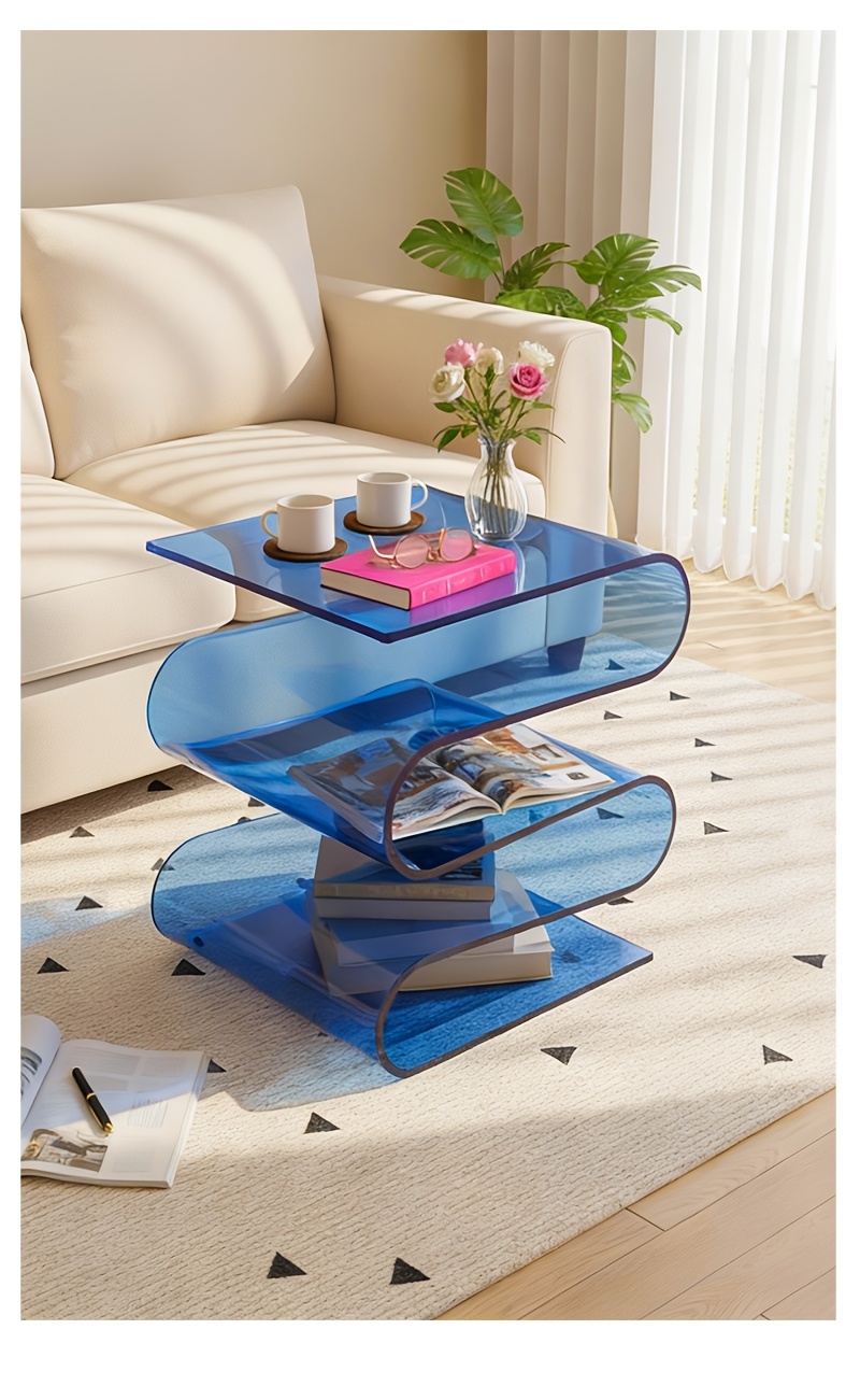Bedroom Acrylic Bedside Table Side Table Irregular Storage Rack, Large-size Office Magazine Rack Bookcase Bookshelf, Living Room Side Table Coffee Table