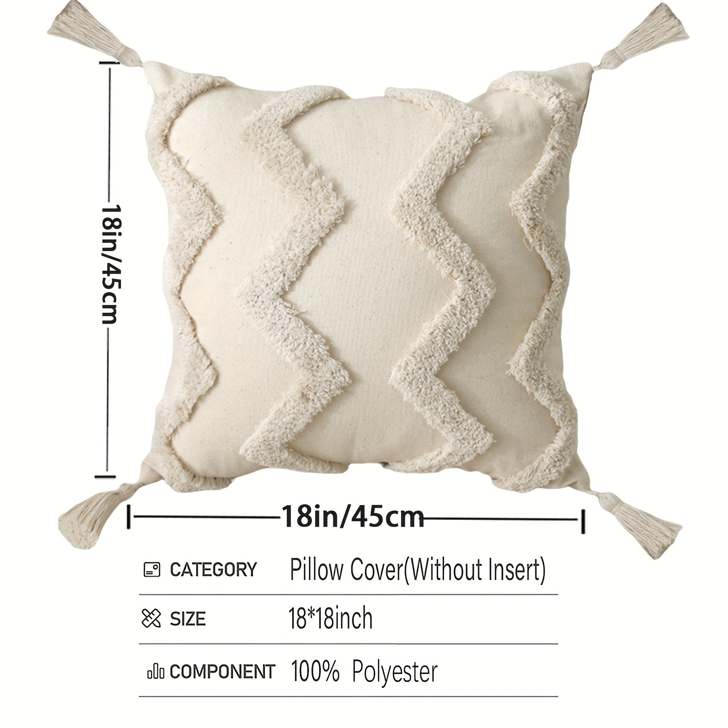 1pc Boho Embroidered Decorative Throw Pillow Cover, Moroccan Geometry Punch Cushion Cover, Farmhouse Punch Pillow Cover for Sofa Bedroom Decor, Cozy Modern Home Decorations Pillowcase, Without Pillow Insert, 45.72X45.72 cm