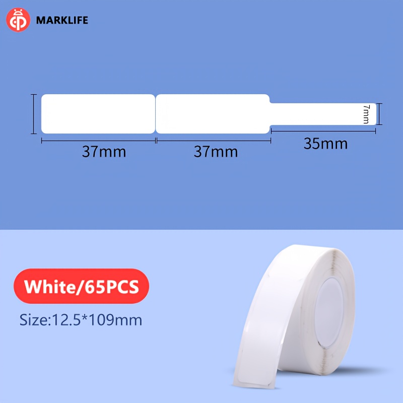 TEMU Ruban d'étiquettes MarkLife pour étiqueteuse P12/ P15/ P50/ M1, 0,49'' x 4,29'' - 65 /rouleau, ruban d'étiquettes thermique de rechange pour
