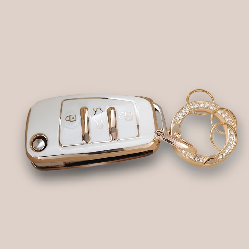 Tpu Key Shell Diamond Ring Key Chain For A1 A3 A4 8p 2.11gal 8v A5 B6 B7 A6 A7 C5 C6 Q2 Q3 Q5 Q7 4f S3 S4 S6 Rs3 Tt Car Key Case Key Chain