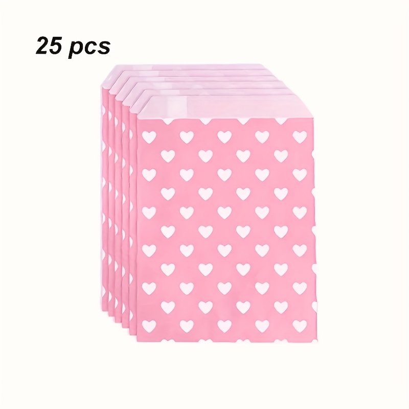 E-shop 25 Stück Valentinstagsgeschenktüten 13x18cm Rote Herz Papier Geschenktüten – Kleine Gastgeschenktüten für Valentinstagsparty, Hochzeit,
