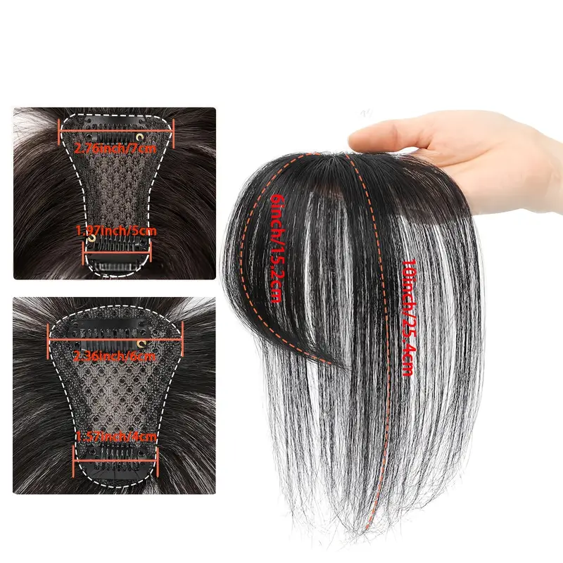 360 3d bangs hair clip 100 real human hair topper with straight bangs side bangs natural look for women on for daily wear versatile hairpiece sleek hairpiece secure hairpiece details 4