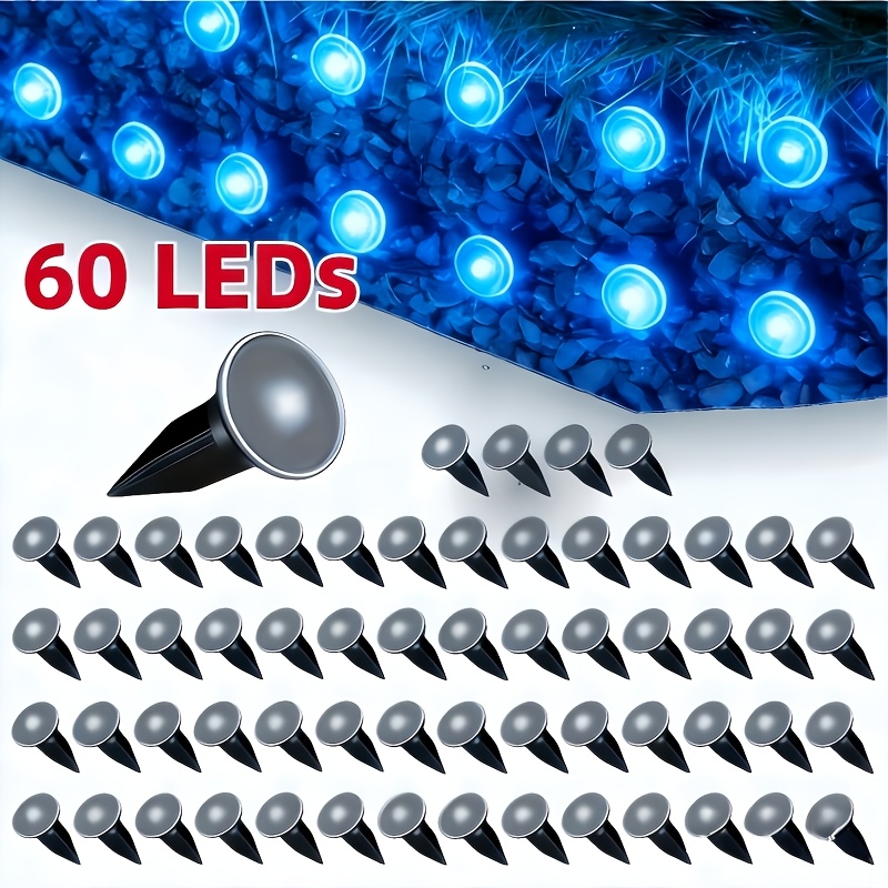 TEMU Lighted Holiday Displays 60 Led Path Lights, Solar Powered, Ip44, Recessed Installation, Outdoor Garden Guide Path Lights, Suitable For Patios,