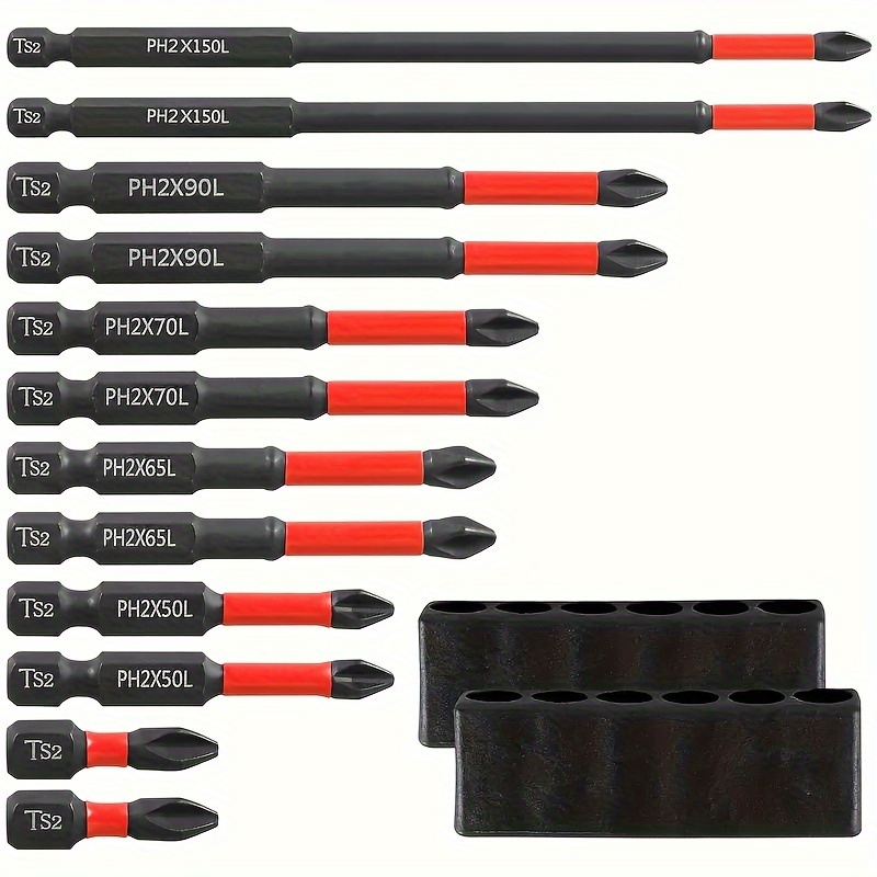 

12-piece Magnetic Screwdriver Bit Set - S2 Steel, 1/4 Inch Hex Shank, Phillips & Impact Head, For Power And Handheld Screwdrivers, Non-slip Handle - Carbide Material, Hexagonal Head Style,