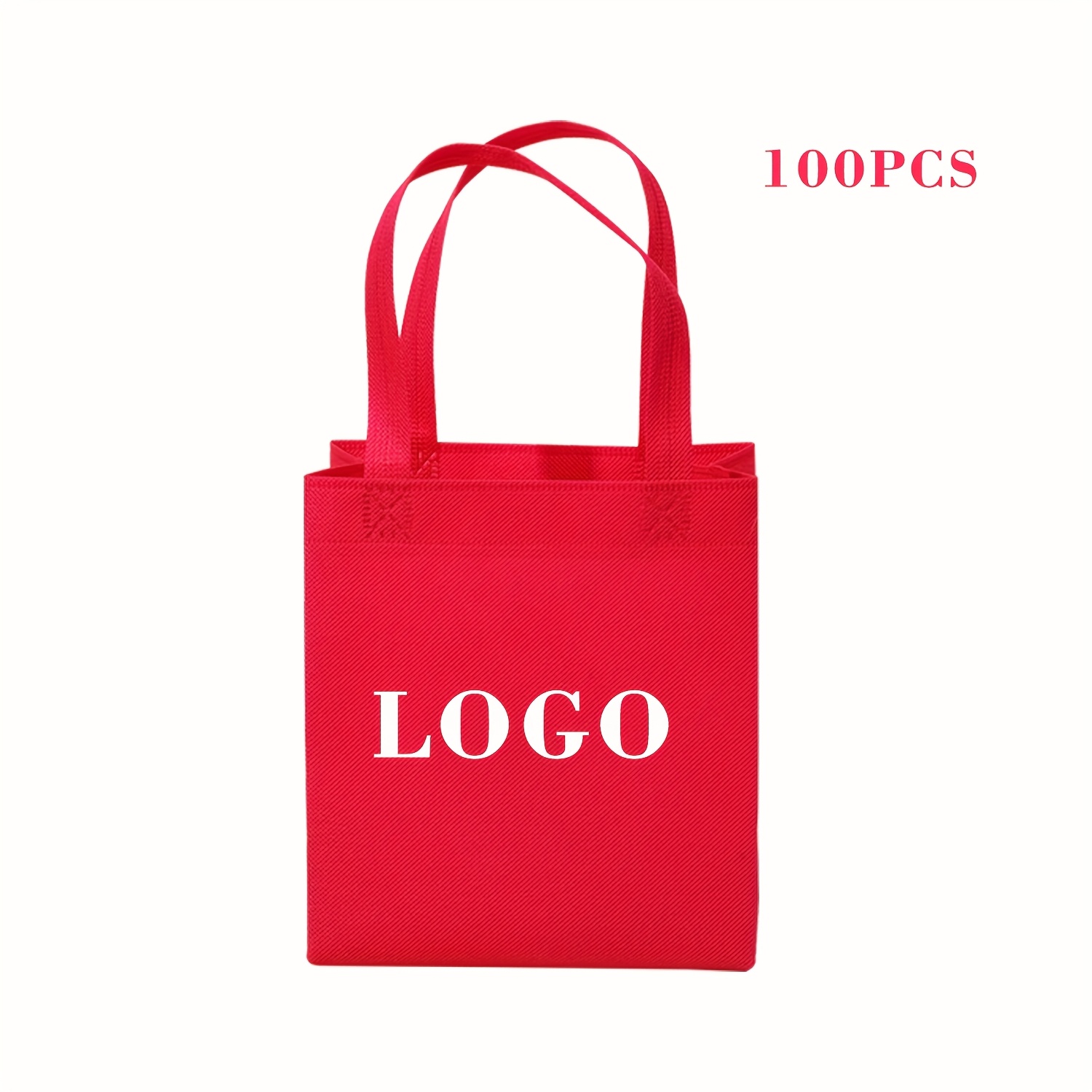 Custom 100pcs Tote Bag with Logo Text Heat Transfer