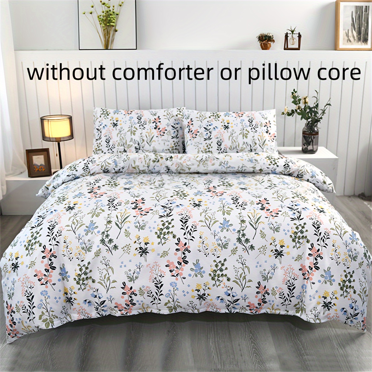 

3pcs Floral Duvet Cover Set, 100% Polyester, Soft Breathable Fabric, Contemporary Style, All-season Bedroom Comfort, Includes 1 Duvet Cover And 2 Pillowcases Without Core