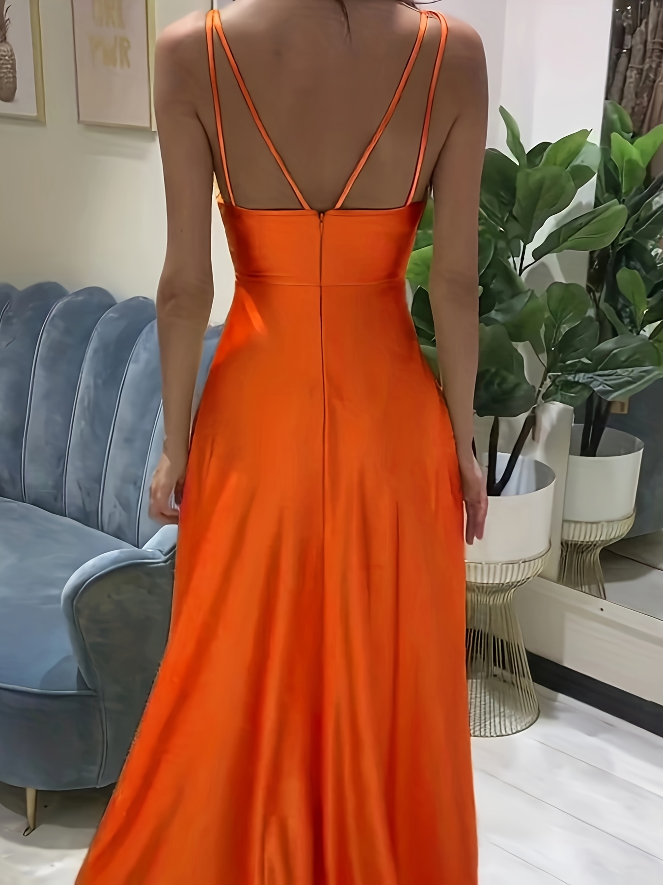 womens solid color satin deep v halter neck dual strap - Temu Mauritius