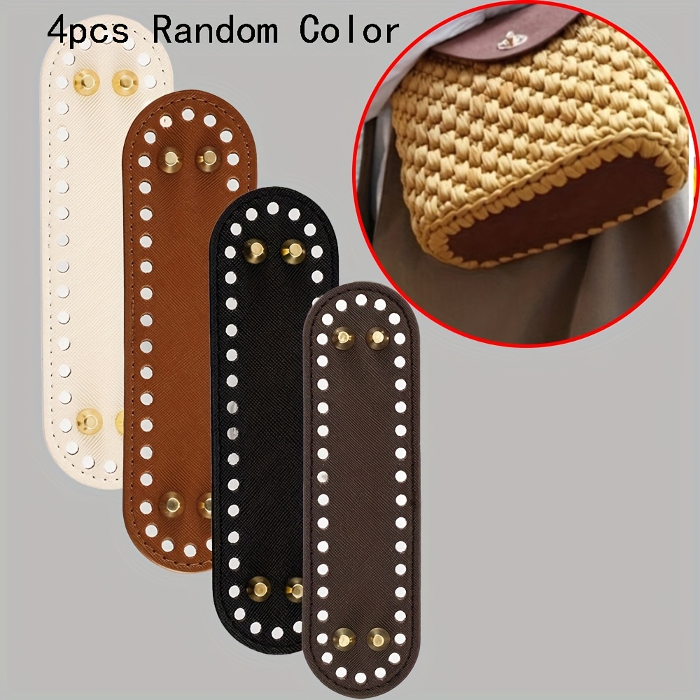 TEMU Lot de 4 fonds de sac en fil de couleur aléatoire, fond de sac tissé à , fond de sac tricoté en fil de cuir PU, accessoires de bagage à soi-