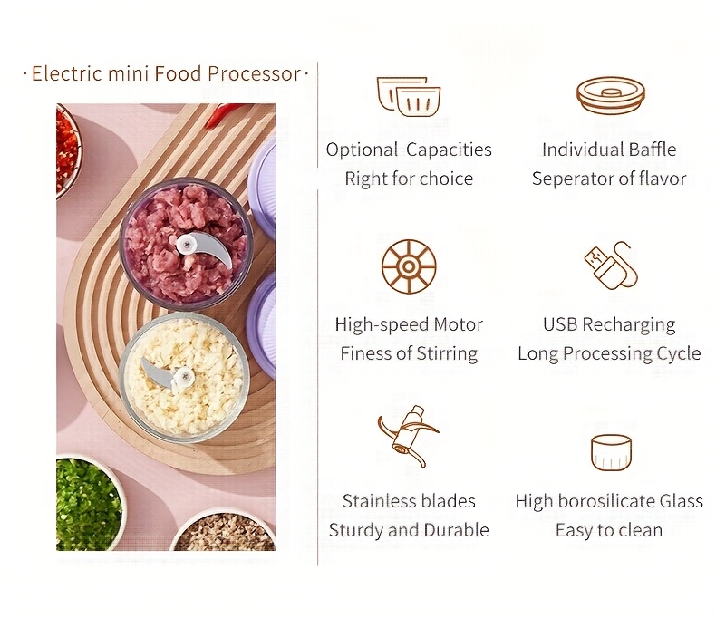 1pc electric garlic chopper mini   chopper 350ml garlicgrindercrusher onion chopper vegetable blender cordless food processor for ginger chilifruits meat etc blender machine barbell kitchen gadgets Product details 1