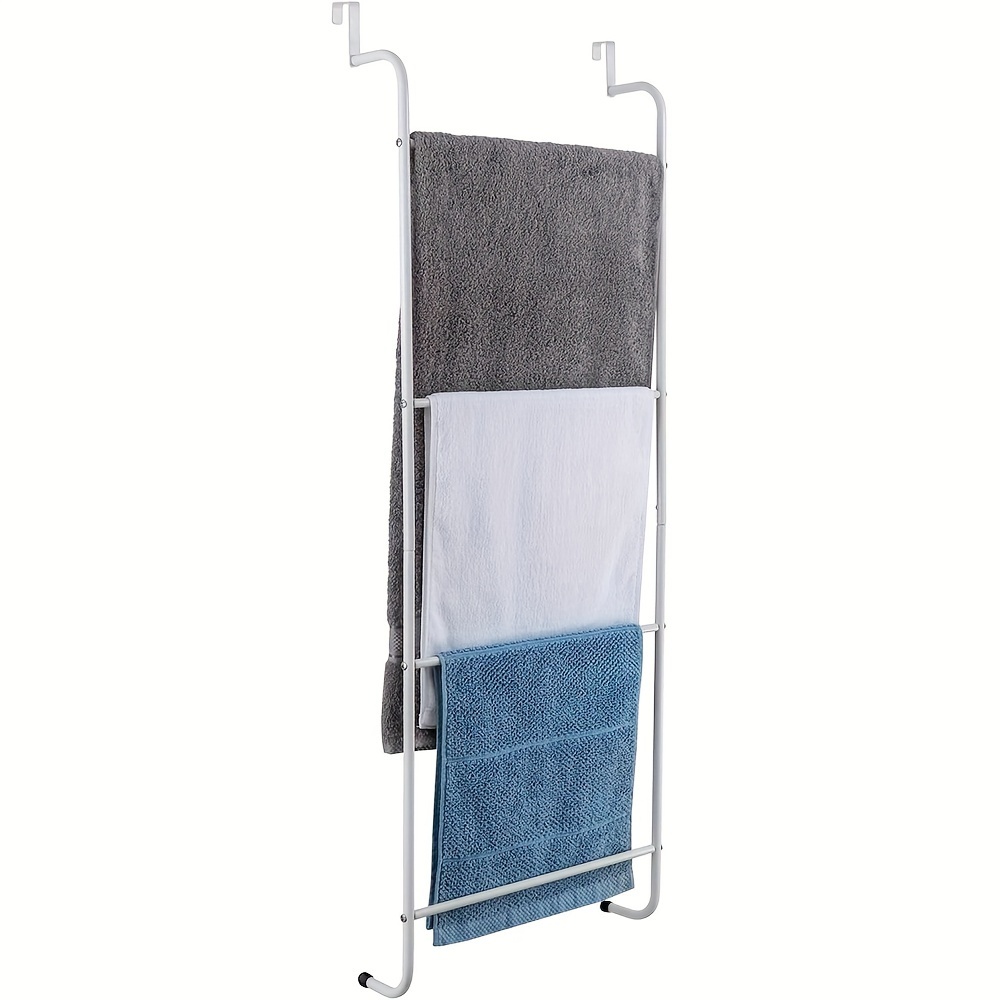 

Door Hook Towel Rack With 4 , Trapezoidal Bathroom Towel Hanging Storage Clothes Drying Rack Without Towels