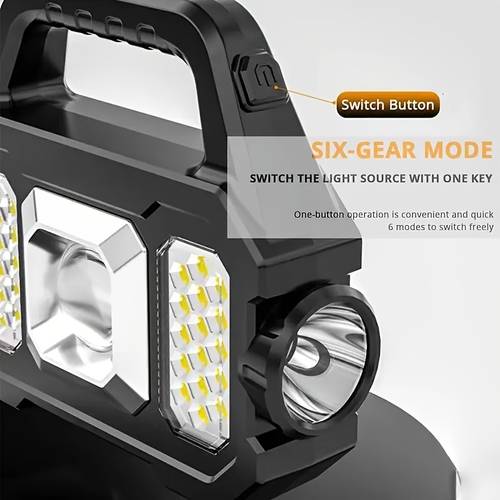 solar powered led flashlight 3000lm rechargeable handheld lamp with side light for fishing hiking night and emergency repairs portable multifunctional usb interface lamp outdoor lighting versatile flashlight durable construction flashlight rechargeable