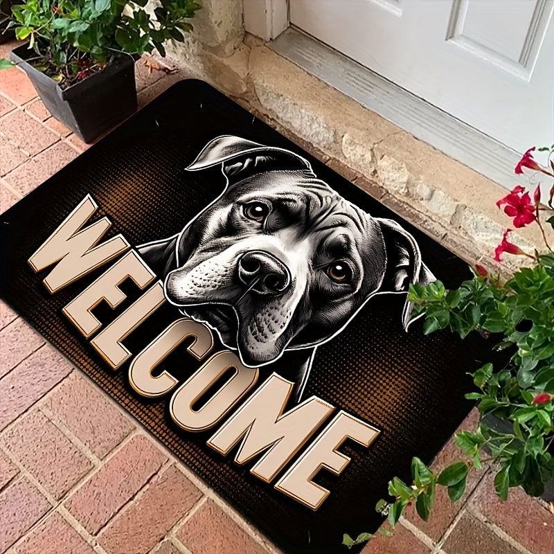 TEMU American Staffordshire Bull Terrier Mat Suitable For Living Room, Bedroom, Kitchen, Entryway - Non-slip Pvc Backing & Machine Washable With Bull