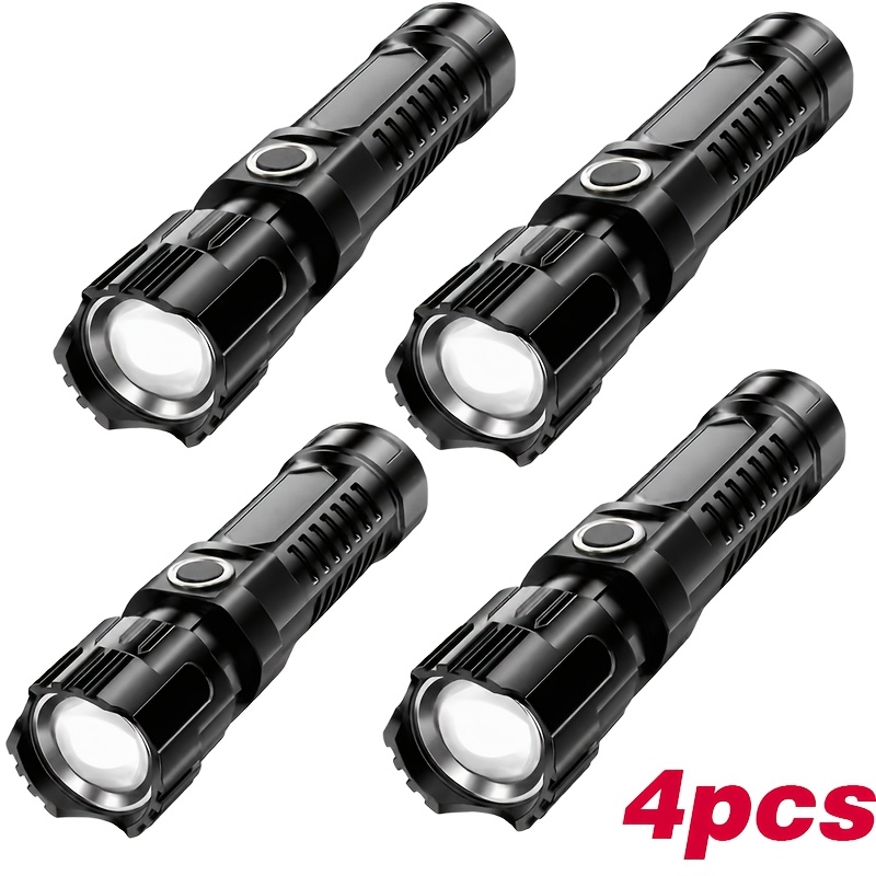 Temu – TEMU 4 Pack Rechargeable Led Flashlights, With Usb Cables, Long Range Portable – Perfect For Camping, Hiking, Emergency, Travel, Durable Hiking Gear
