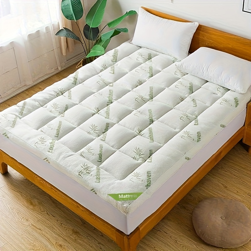 TEMU Local Warehouse, Ultra Soft King Size Mattress Topper -bamboo Top Mattress Pad Cooling And Breathable, Foldable Design, Seasonal Bedding,