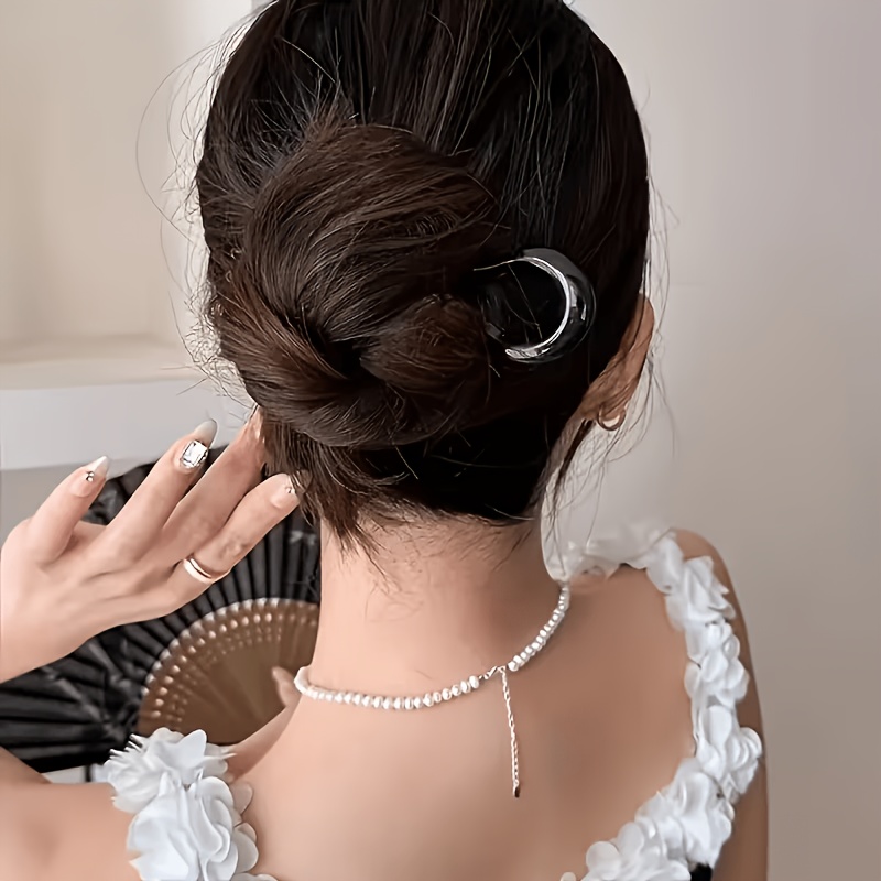 TEMU Juego de 5 elegantes pinzas para el pelo de U de estilo vintage, colores aleatorios, diseñadas para mujeres, accesorios clásicos de pelo de