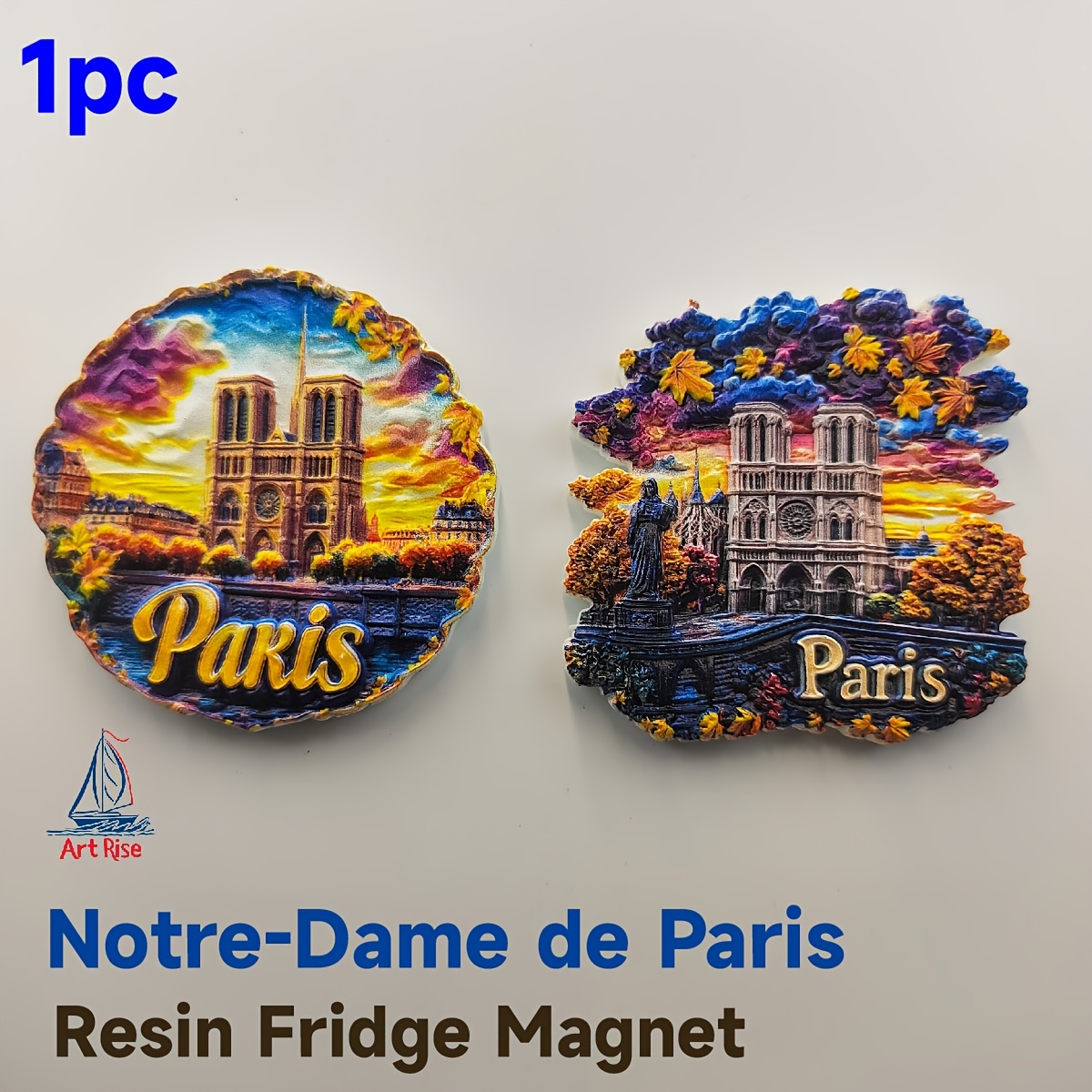 Aimant Frigo Multicolore 3D Carte France – Tour Eiffel, Notre-Dame, Monuments Paris En Résine